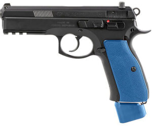 CZ 75 SP-01 Competition Semi-Auto Pistol 91207, 9mm, 4.6", Blue Metal Grip, Black Finish, 21 Rd