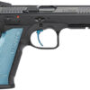 CZ Shadow 2 Pistol 91245, 9mm, 4.9", Thin Blue Aluminum Grips, Black Finish, 17 Rds