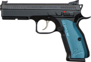 CZ Shadow 2 Pistol 91257, 9mm, 4.9", Thin Blue Aluminum Grips, Black Finish, 17 Rds