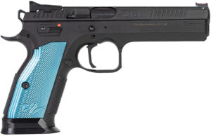 CZ-USA TS 2 Pistol 91220, 9mm, 5.23", Blue Aluminum Grips, Black Finish, 20 Rds