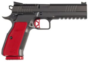 Dan Wesson DWX Pistol 92013, 9mm Luger, 4.95", Red Grips, Black Finish, 10 Rds